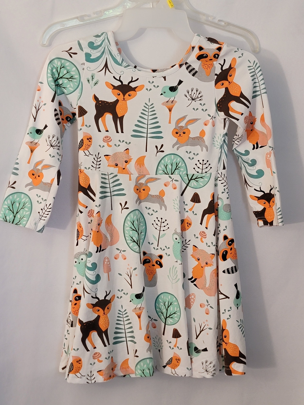 Girls' Woodland Animals Long-Sleeve Dress Size 2XL